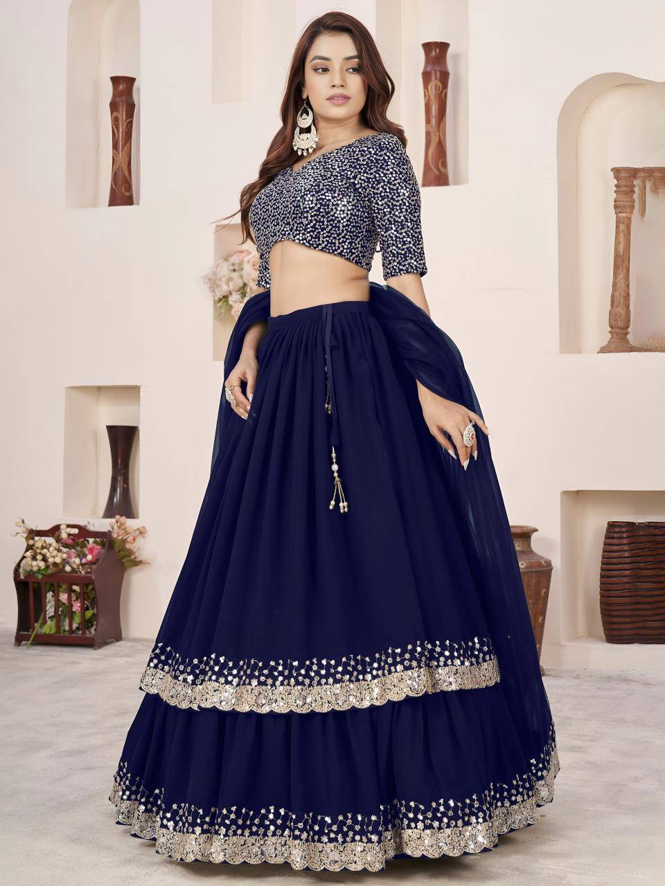 Anchal vol 2 Georgette Blue Lehenga choli manufacturers in Surat